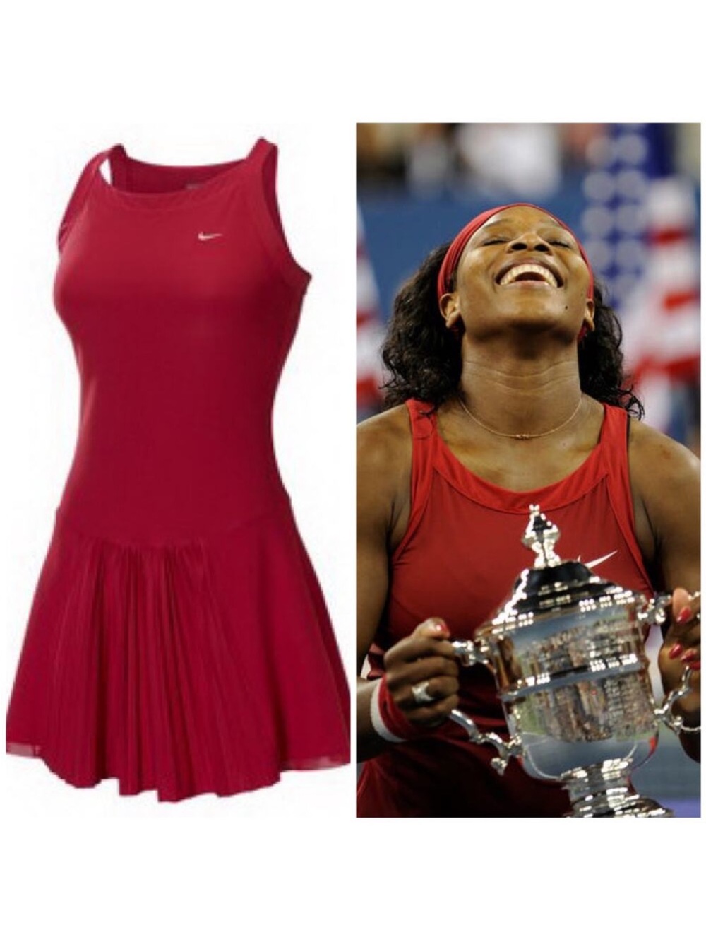 Nike Red Sleeveless Pleated Tennis Mini Dress